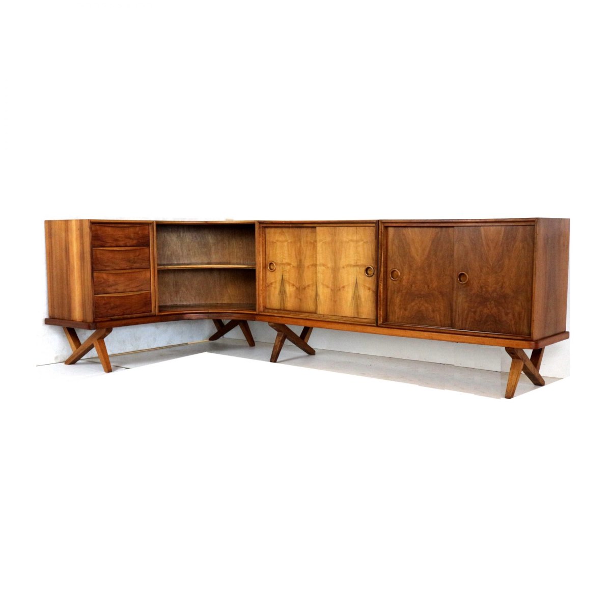 Vintage walnoten dressoir van Rudolf B. Glatzel door Fristho Franeker uit 1955