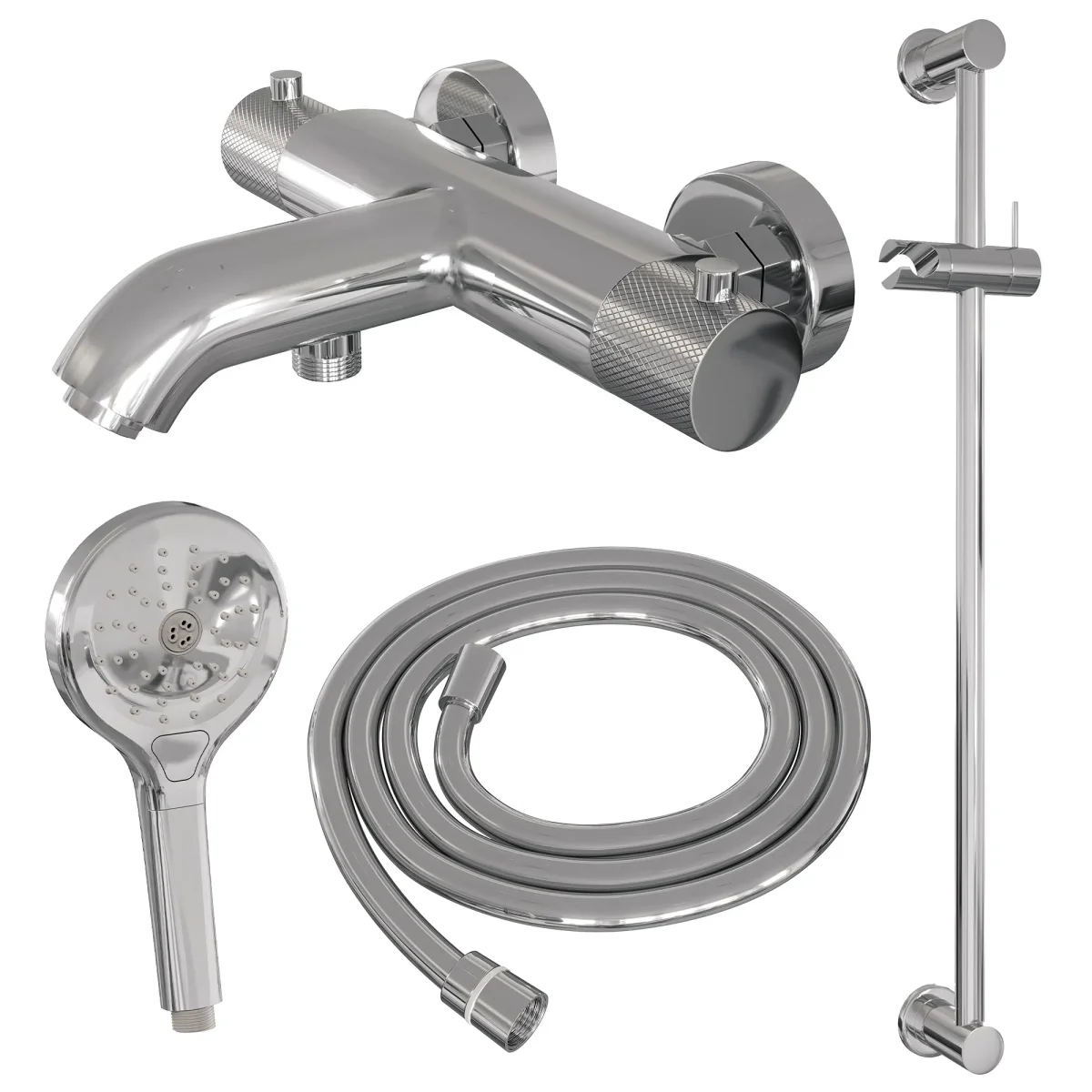 Brauer Chrome Carving thermostatische badkraan chroom set 2 - Afbeelding 3