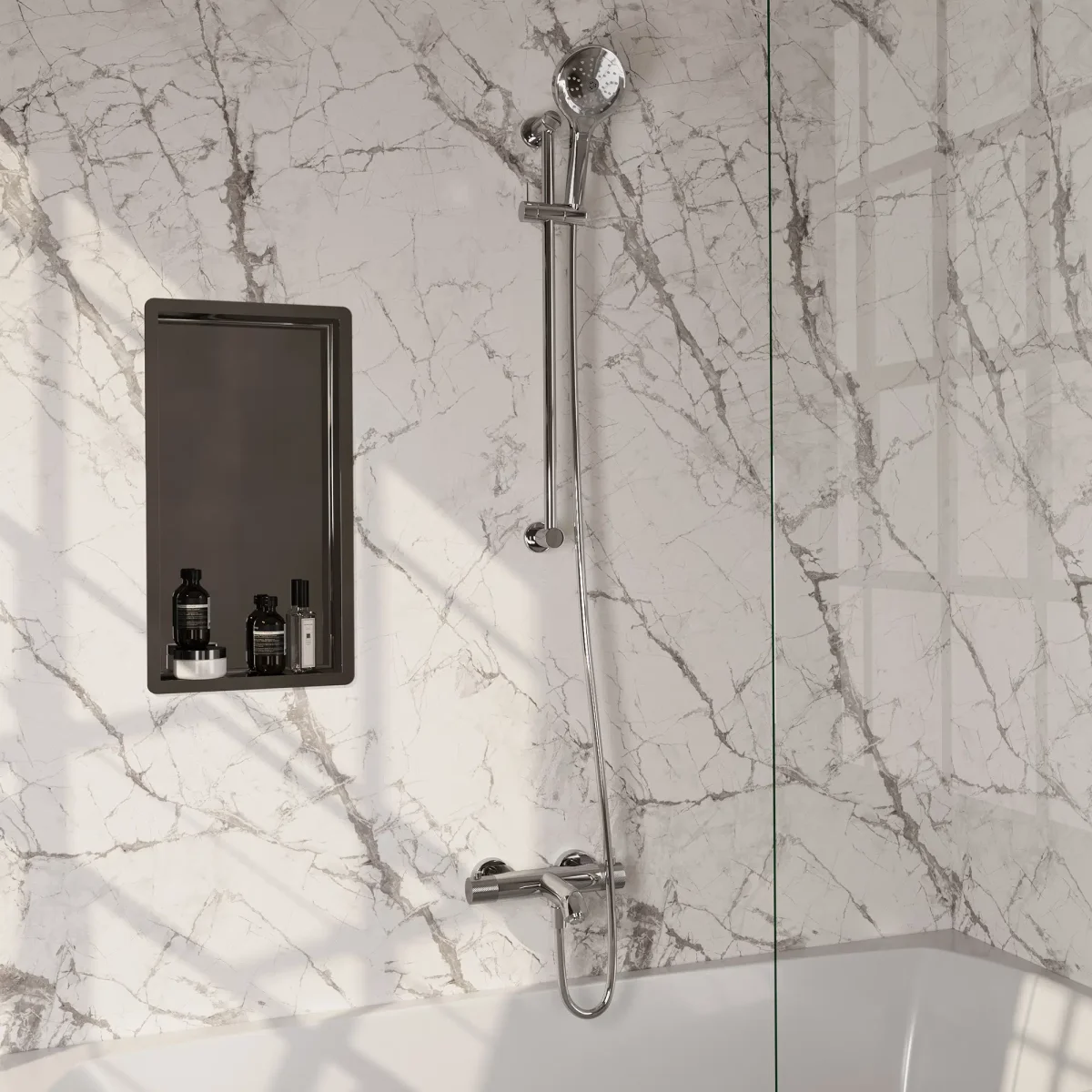 Brauer Chrome Carving thermostatische badkraan chroom set 2 - Afbeelding 2