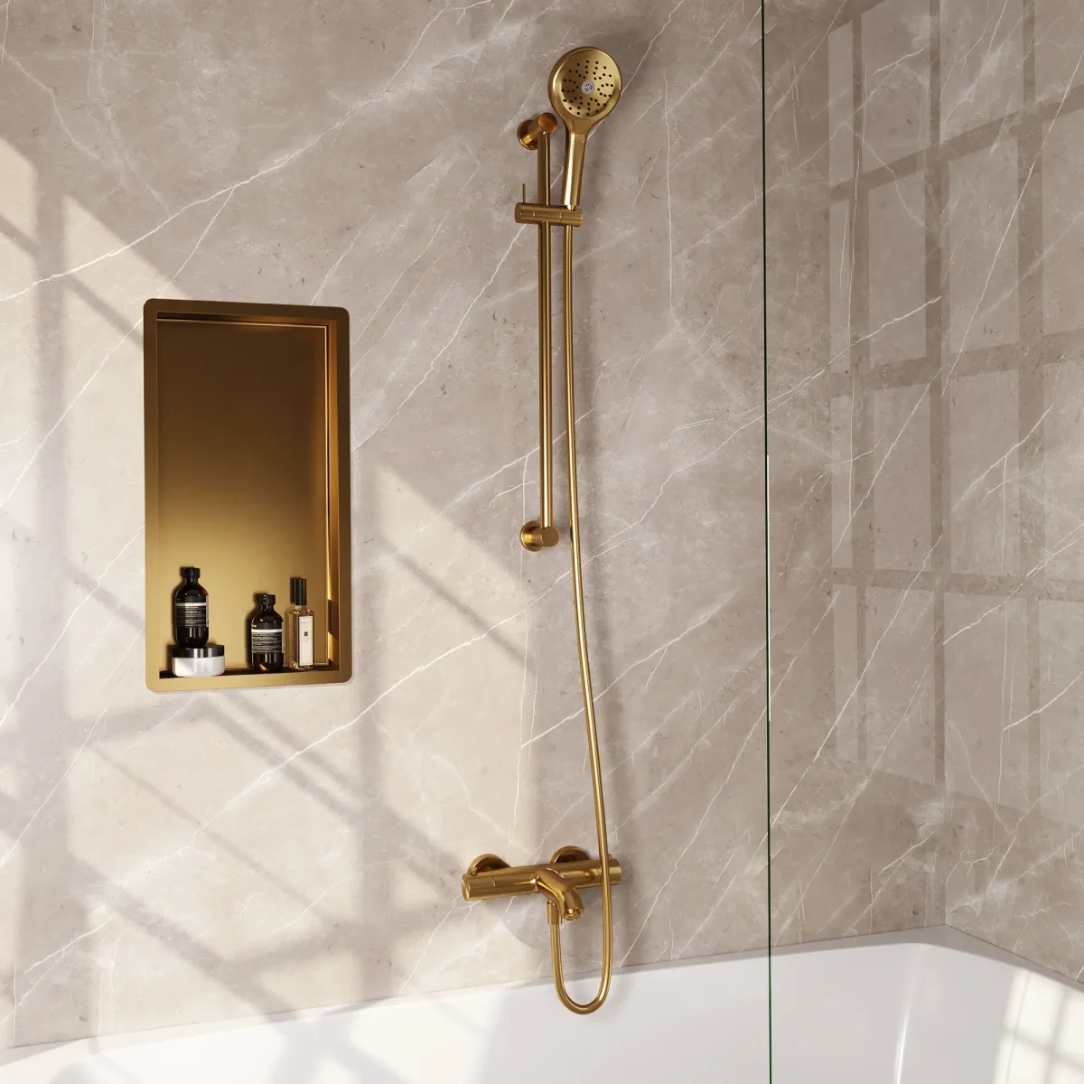 Brauer Gold Edition thermostatische badkraan goud geborsteld PVD set 2
