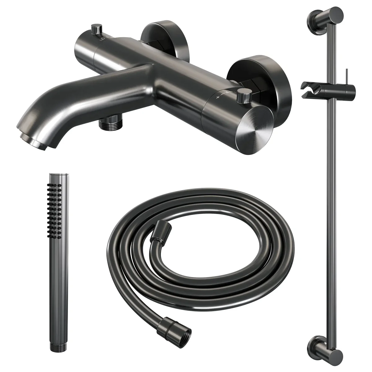 Brauer Gunmetal Edition thermostatische badkraan gunmetal geborsteld PVD set 1 - Afbeelding 2