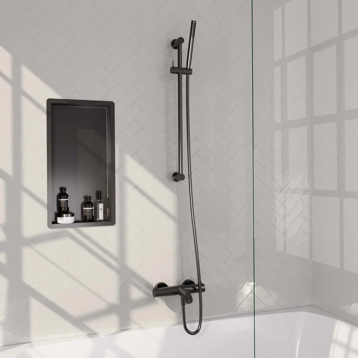 Brauer Gunmetal Edition thermostatische badkraan gunmetal geborsteld PVD set 1 - Afbeelding 3