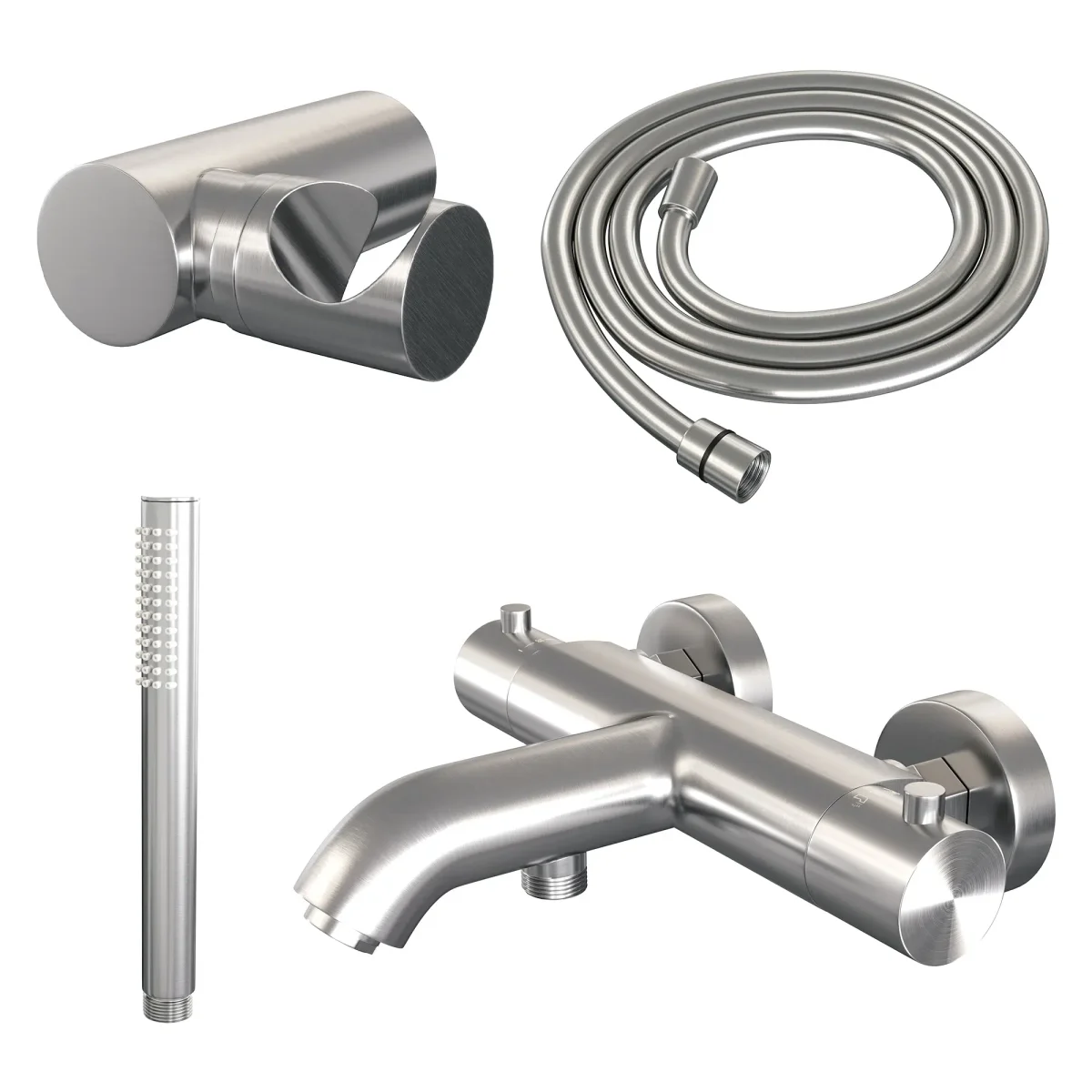 Brauer Brushed Edition thermostatische badkraan RVS geborsteld PVD set 3 - Afbeelding 2