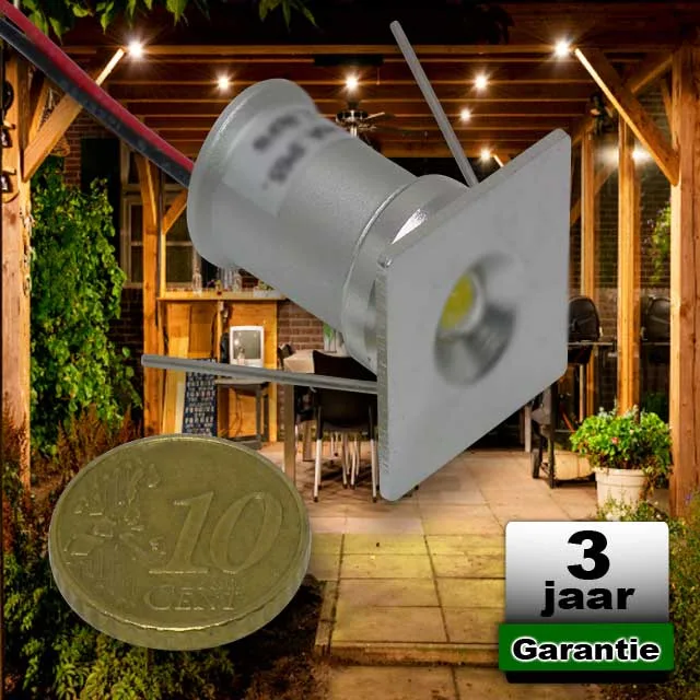 Veranda led spotset 1W vierkant 2700K Warmwit 1-25 stuks | Extra klein | Draadloos dimmen / Zigbee - Afbeelding 5