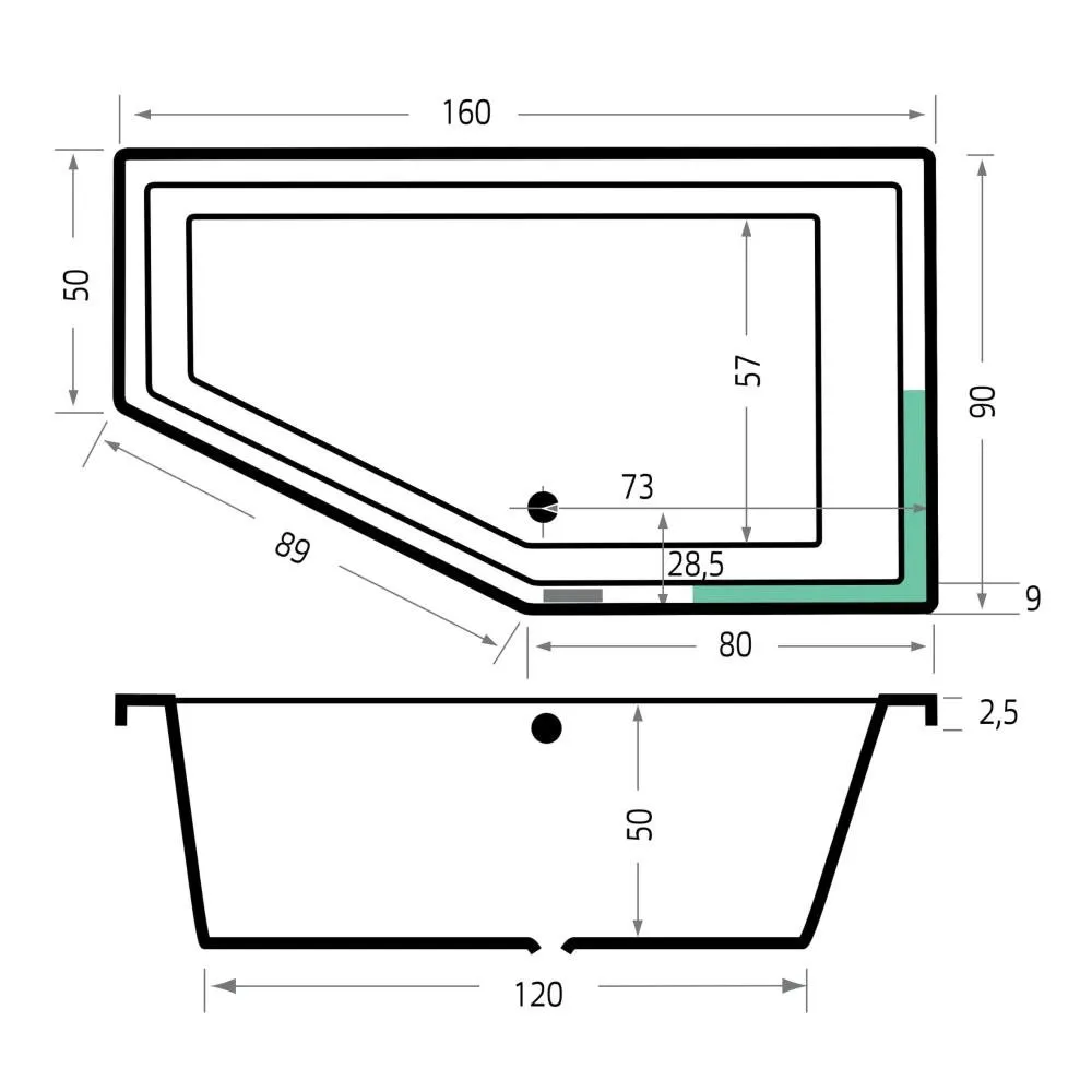 Xenz Society 160 hoekbad 160×90 cm rechts pergamon - Afbeelding 5